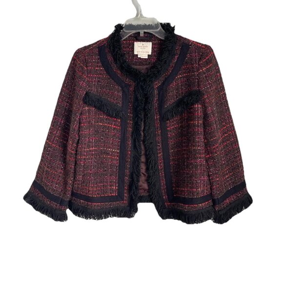 Kate Spade New York Bittersweet So Foxy Multi Tweed Fringe Jacket - Picture 1 of 6